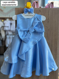 
Vestido festa regata metalizado com laço e sobreposição menina Malagah