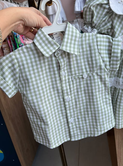 CAMISA MANGA CURTA XADREZ BOLSO DECORATIVO COM BOTÃO MENINO LUI BAMBINI