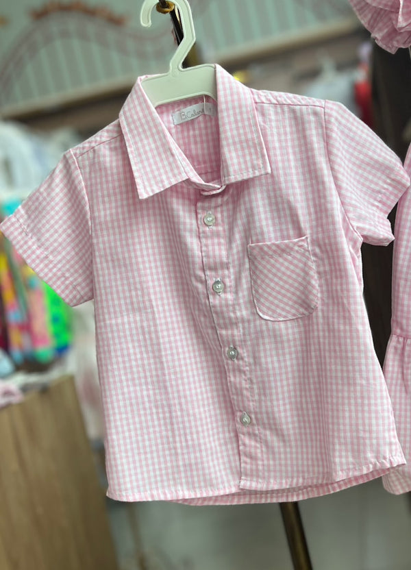 CAMISA XADREZ MANGA CURTA NATAL COM BOLSO MENINO BARBARA KIDS
