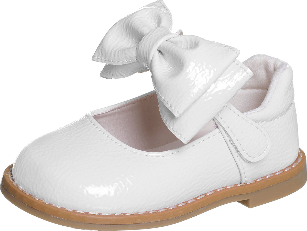 SAPATO SAPATILHA ALÇA VELCRO VERNIZ LAÇO DUPLO COSTURA EXTERNA MENINA XUA XUA - BRANCO