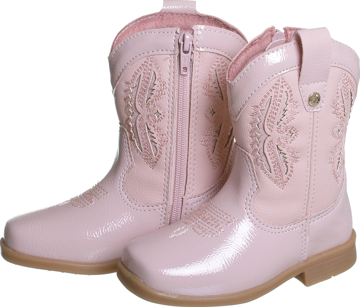 BOTA TEXANA ZÍPER BORDADO BOIADEIRA COWGIRL MENINA XUÁ XUÁ - ROSA CLARO