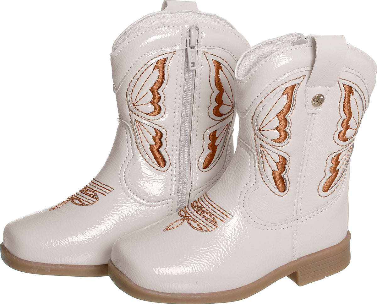 BOTA TEXANA BORDADO BORBOLETA ZÍPER BOIADEIRA COWGIRL MENINA XUÁ XUÁ - OFF