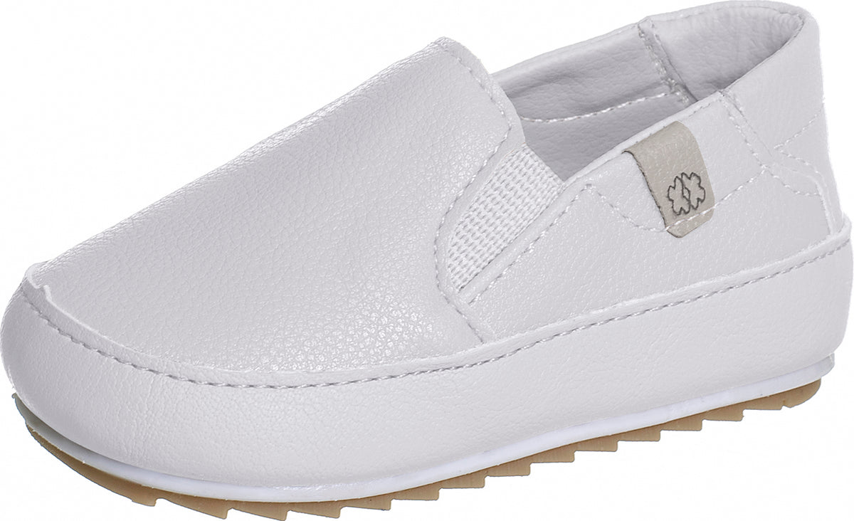 SAPATO MOCASSIM CALCE FÁCIL BÁSICO LISO BATIZADO MENINO XUÁ XUÁ - BRANCO