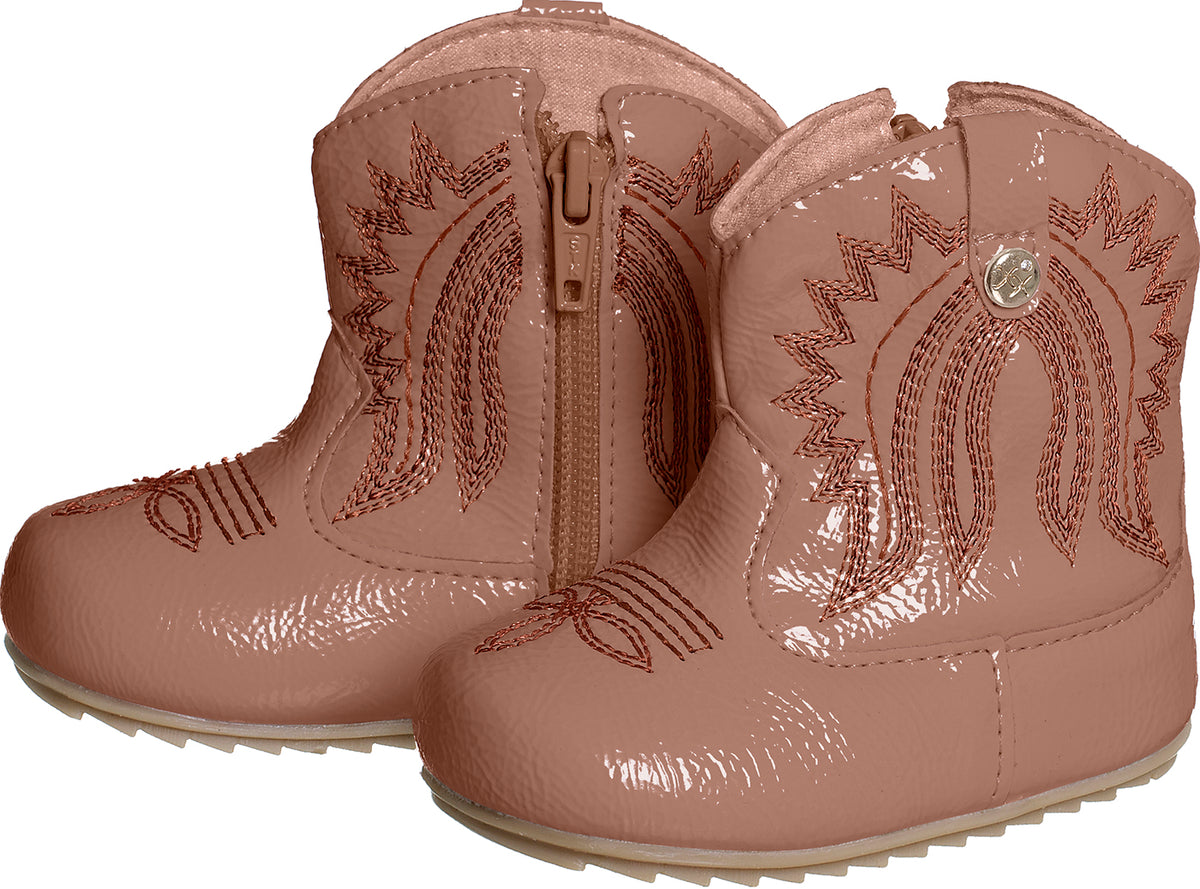 BOTA TEXANA BORDADO BOIADEIRA COWGIRL ZÍPER MENINA XUÁ XUÁ - MARROM