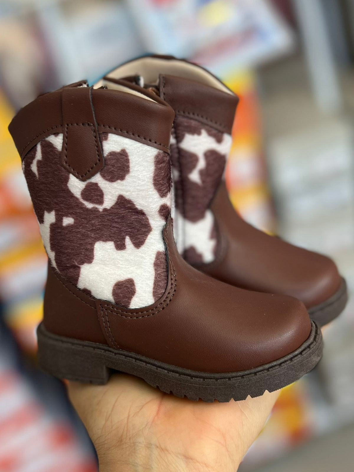 BOTA LOVE ZÍPER BABADO BOIADEIRA COWGIRL VAQUEIRA MENINA UNIPASSO - MARROM