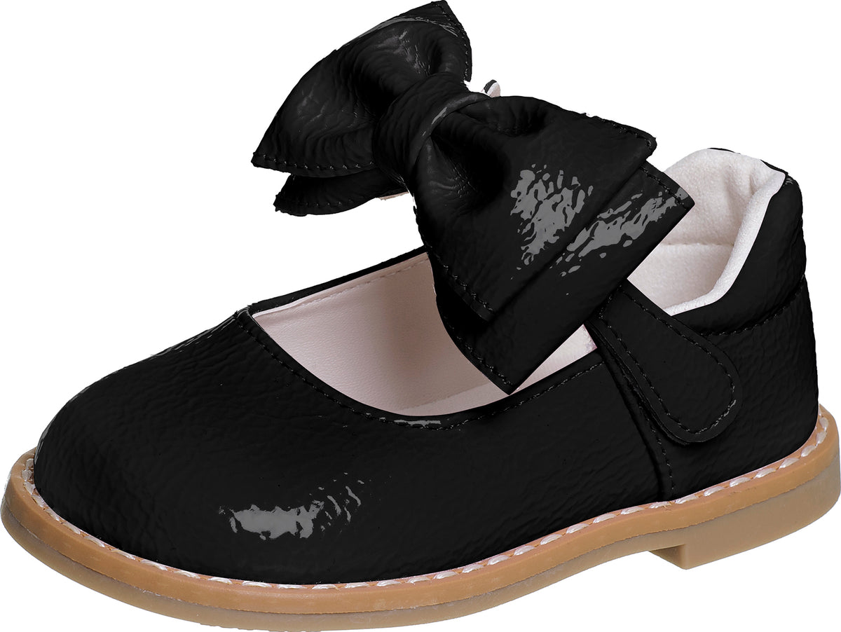 SAPATO VERNIZ COM COSTURA VELCRO E LAÇO REMOVÍVEL MENINA XUA XUA - PRETO