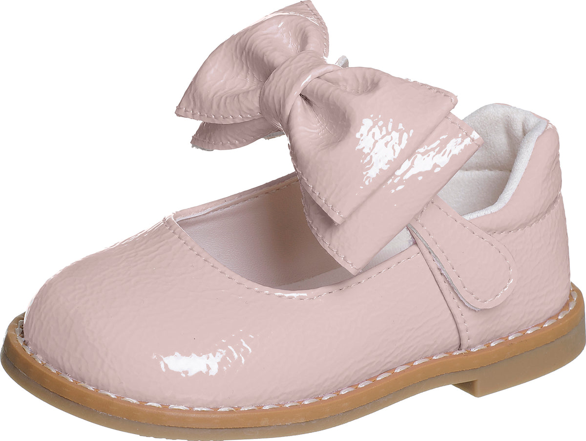SAPATO SAPATILHA ALÇA VELCRO VERNIZ LAÇO DUPLO COSTURA EXTERNA MENINA XUA XUA - ROSA CLARO