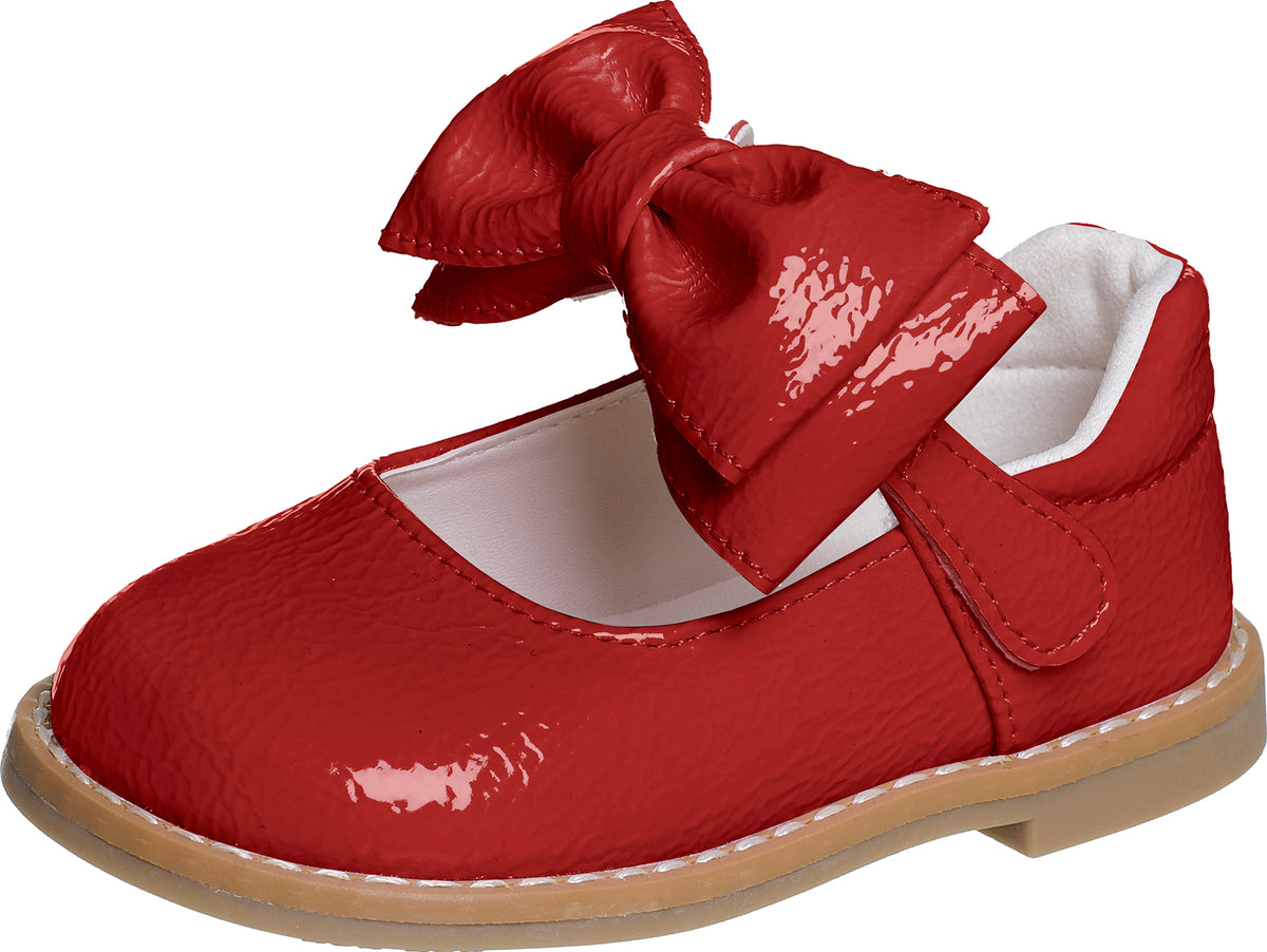 SAPATO SAPATILHA ALÇA VELCRO VERNIZ LAÇO DUPLO COSTURA EXTERNA MENINA XUA XUA - VERMELHO