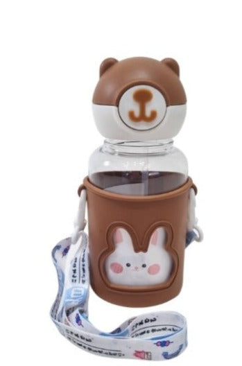 GARRAFA COM ALÇA E CANUDO EM SILICONE URSO E COELHO UNISSEX LUI BAMBINI