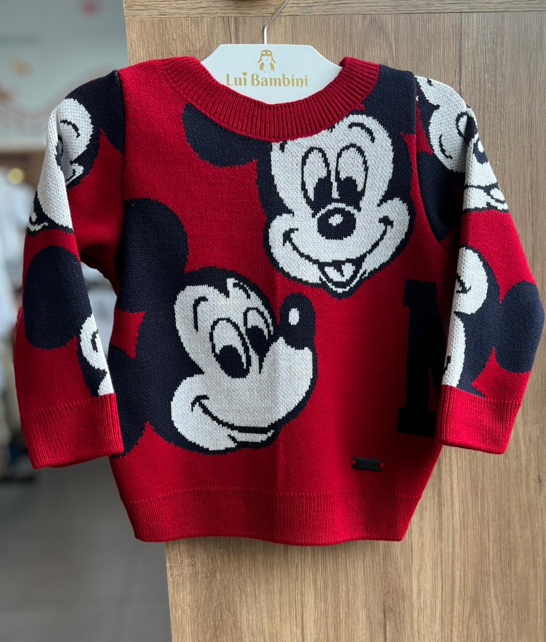 CASACO MANGA LONGA MICKEY MOUSE TRICO TRICOT MENINO YOUCCIE - VERMELHO