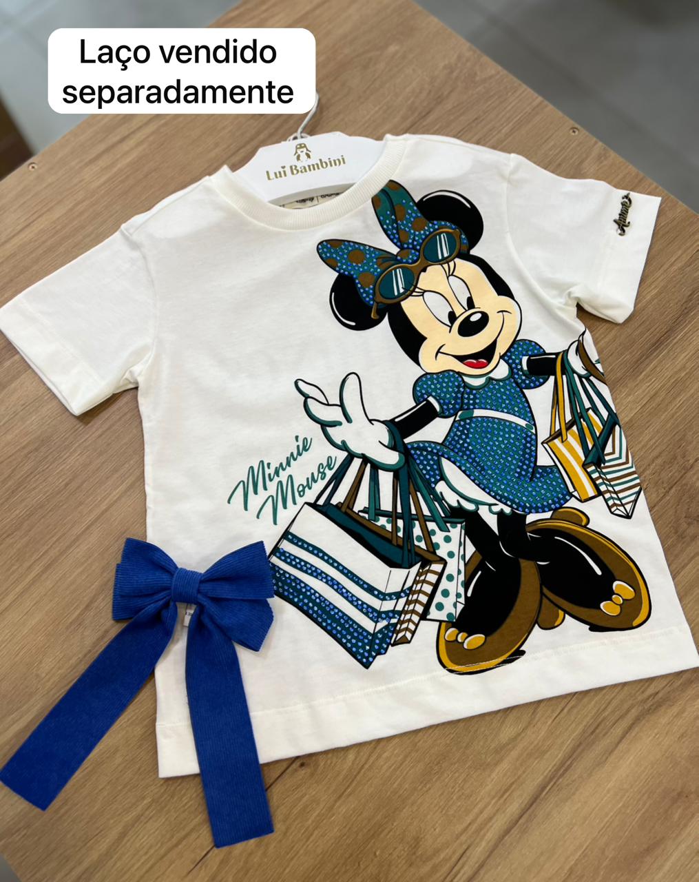 BLUSA MANGA CURTA MINNIE STRASS GATO SHOPPING MENINA ANIMÊ - OFF