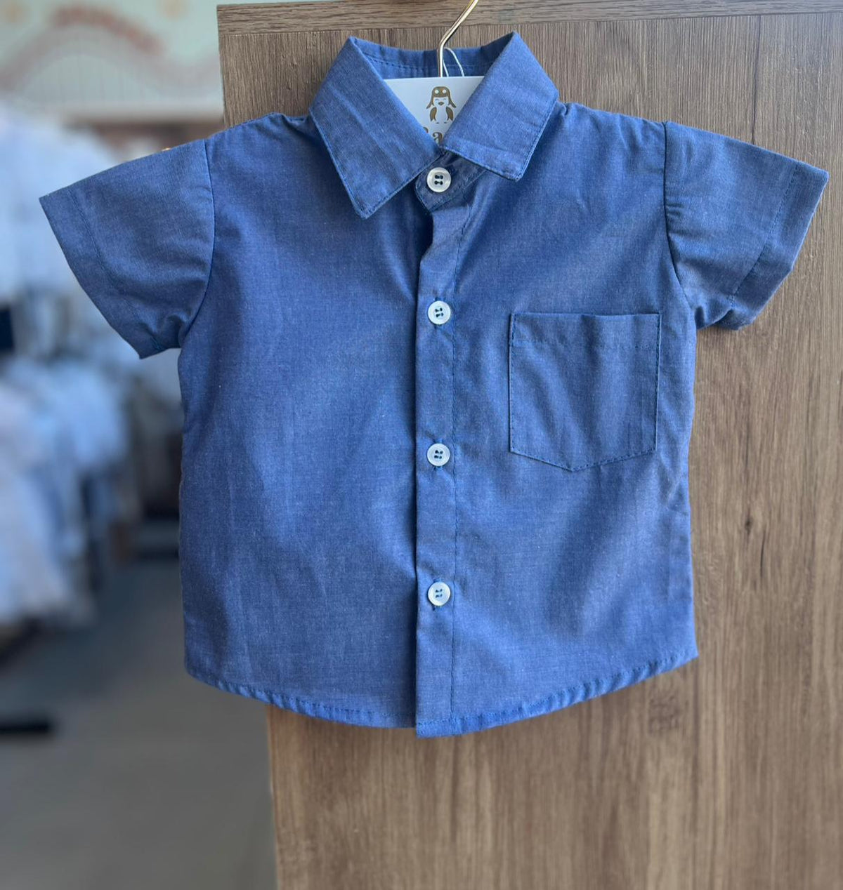 CAMISA MANGA CURTA BOLSO BÁSICA LISA MENINO LUI BAMBINI - AZUL