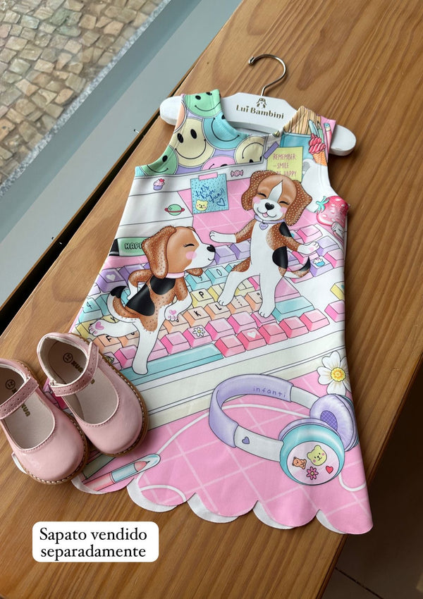 VESTIDO REGATA INFLUENCER DOGS ZOE COM STRASS MENINA INFANTI