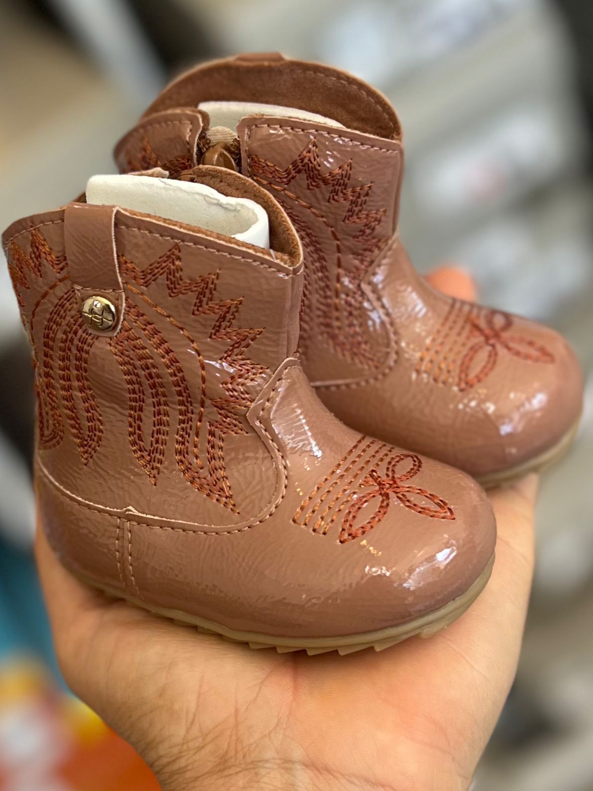 BOTA TEXANA BORDADO BOIADEIRA COWGIRL ZÍPER MENINA XUÁ XUÁ - MARROM