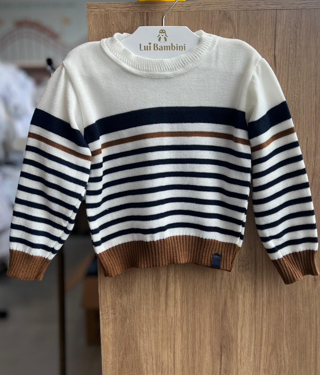 CAMISA MANGA LONGA SUETER LISTRAS TRICOT TRICO RETILINEA LISTRAS MENINO ANJOS BABY - OFF