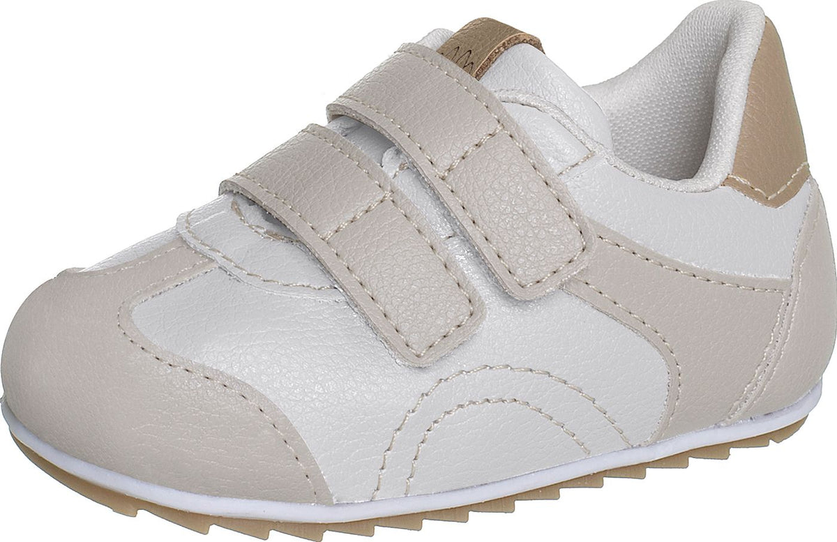TÊNIS VELCRO DUPLO CAMADAS BATIZADO MENINO XUÁ XUÁ - BRANCO/BEGE