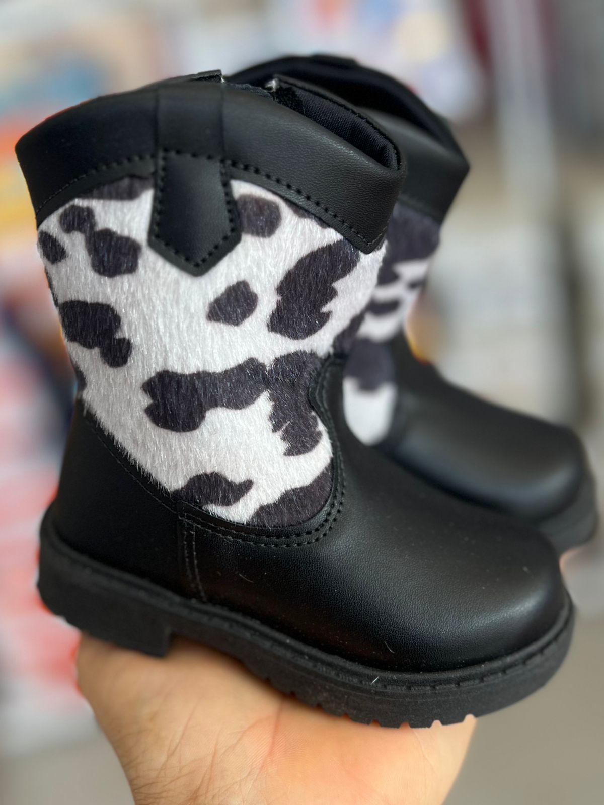 BOTA LOVE ZÍPER BABADO BOIADEIRA COWGIRL VAQUEIRA MENINA UNIPASSO - PRETO