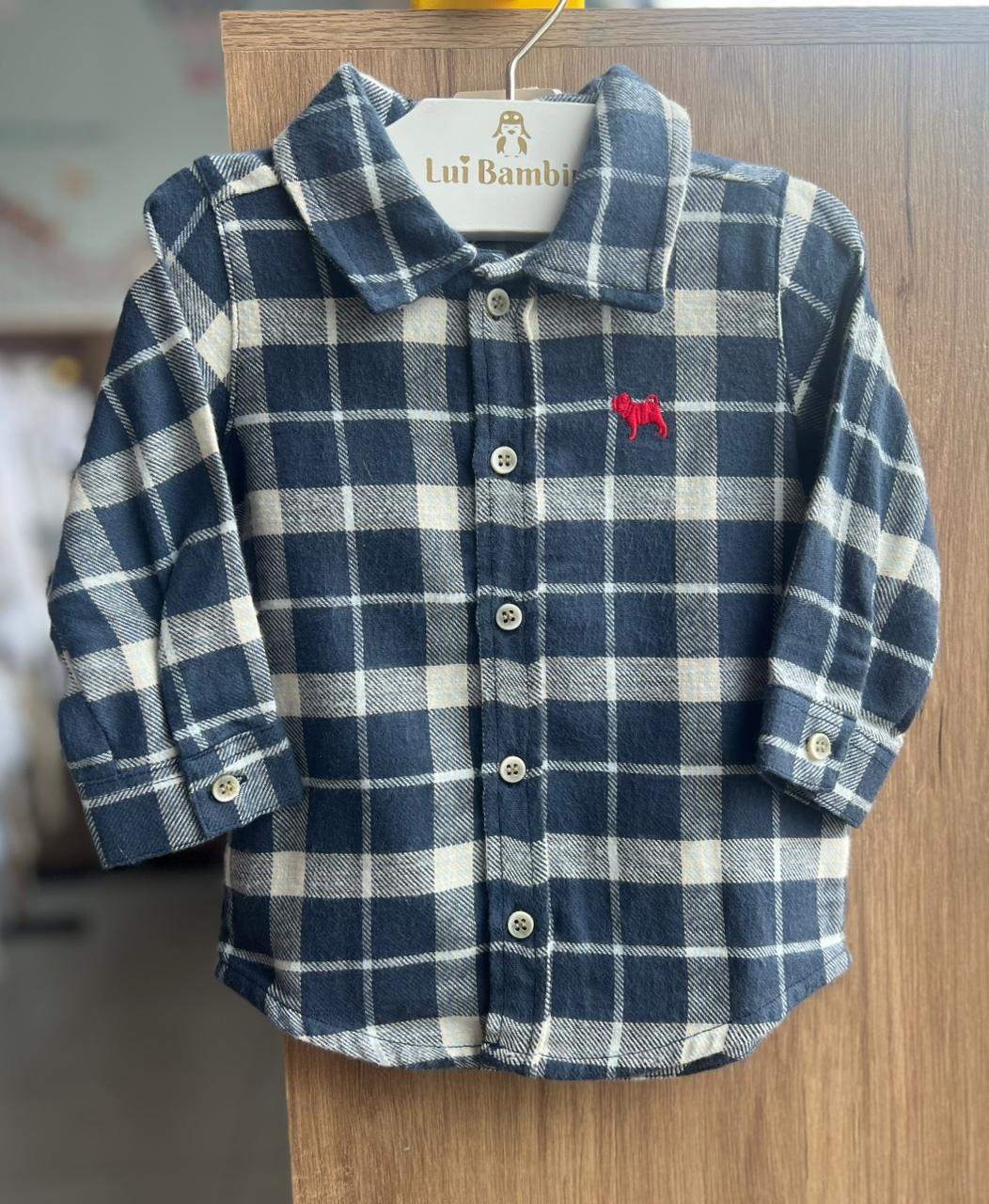 CAMISA MANGA LONGA FLANELA XADREZ MENINO CHARPEY - AZUL