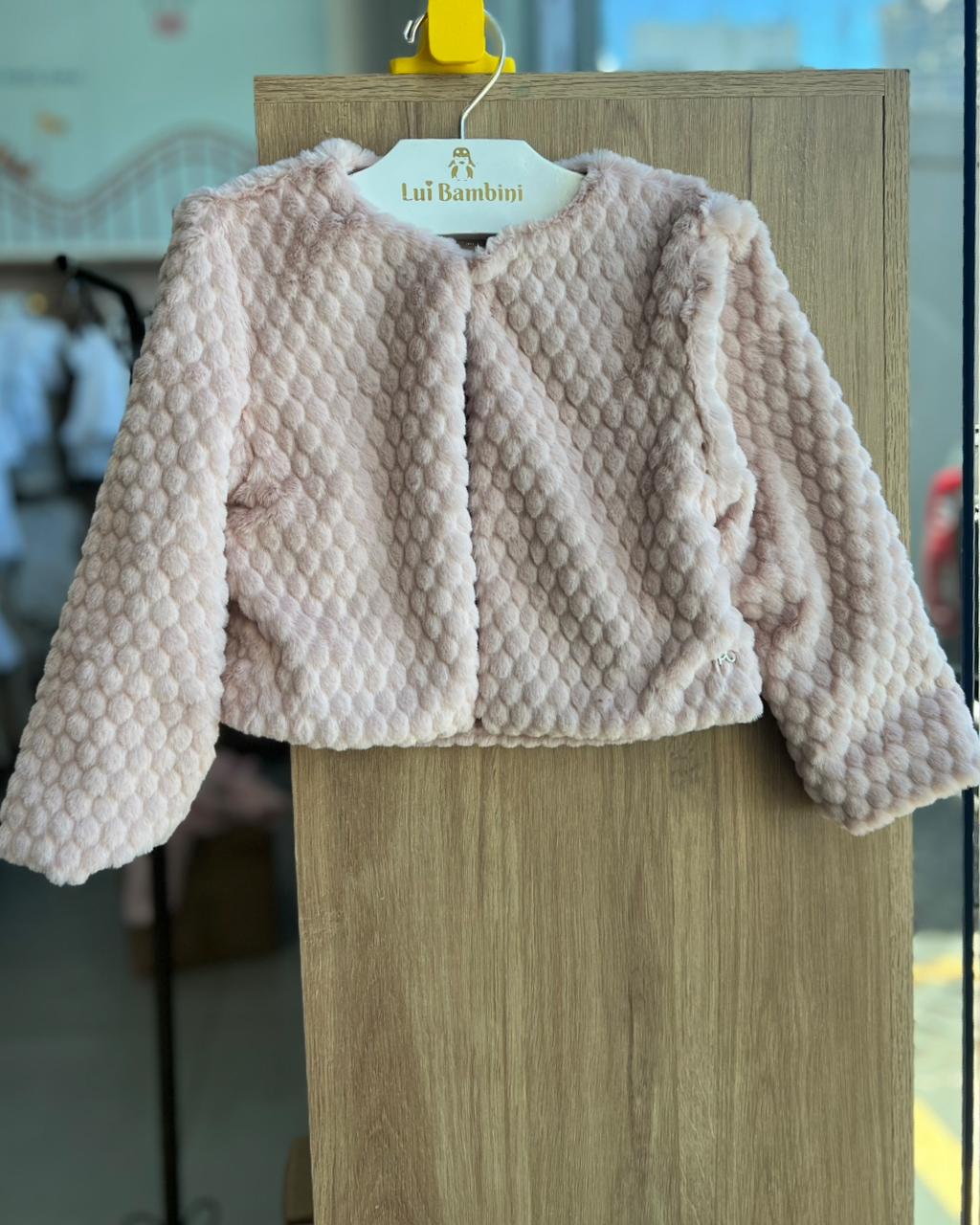 CASACO MANGA LONGA DE PELINHOS BOTÃO RELEVO MENINA PETIT CHERIE - ROSA