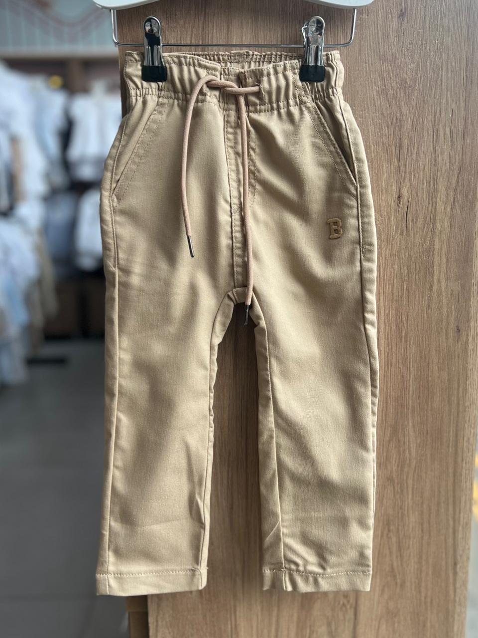 CALÇA SARJA BOLSO FACA MINIMALISTA B MENINO BIMBI - BEGE