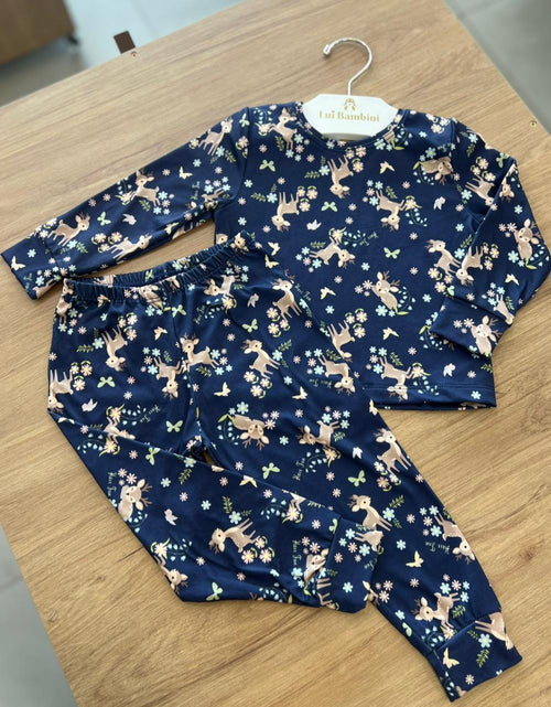 CONJUNTO PIJAMA BLUSA MANGA LONGA BICHINHOS E CALÇA MENINA HAVE FUN - MARINHO