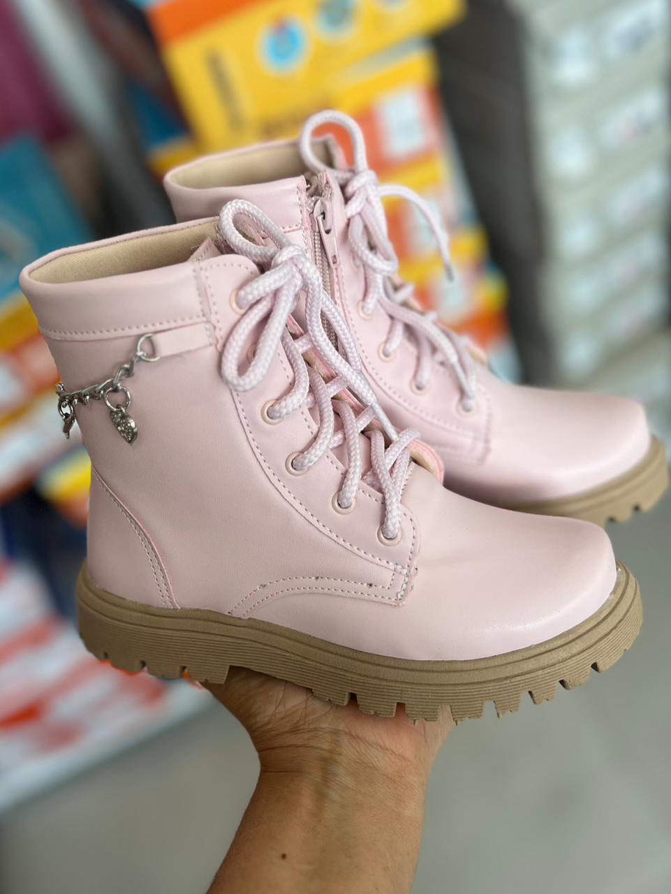 BOTA PLAY CADARÇO CORRENTE SOLA ALTA BOIADEIRA COWGIRL MENINA UNIPASSO - ROSA