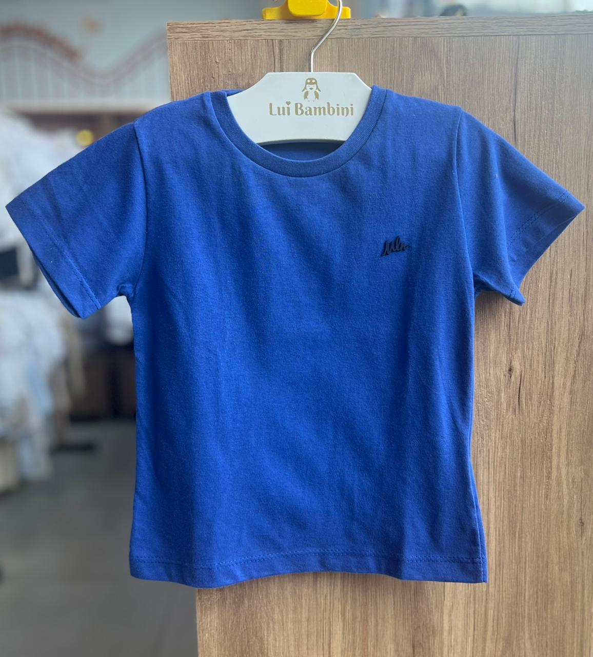CAMISETA MANGA CURTA LISA COM ESCRITA EM RELEVO MENINO MILON - AZUL