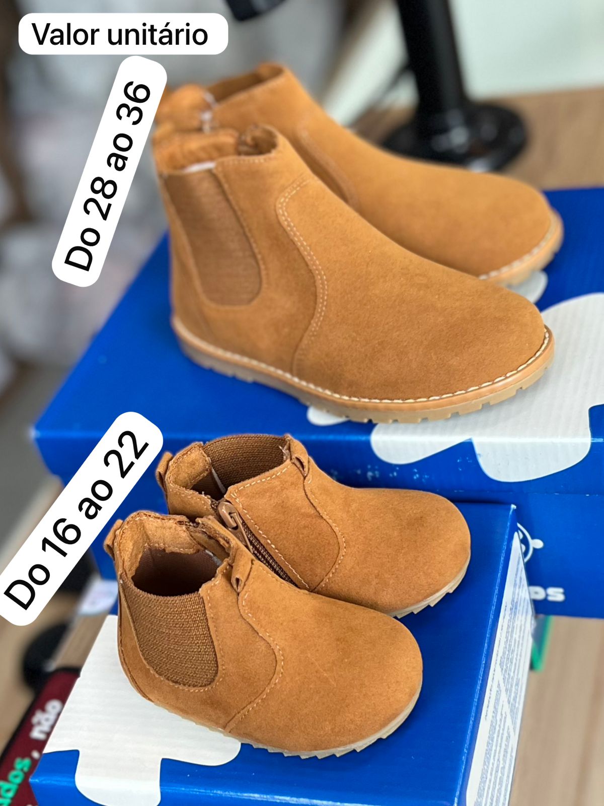 BOTA BOTINA ZÍPER ELÁSTICO COWBOY MENINO XUÁ XUÁ - MARROM CLARO
