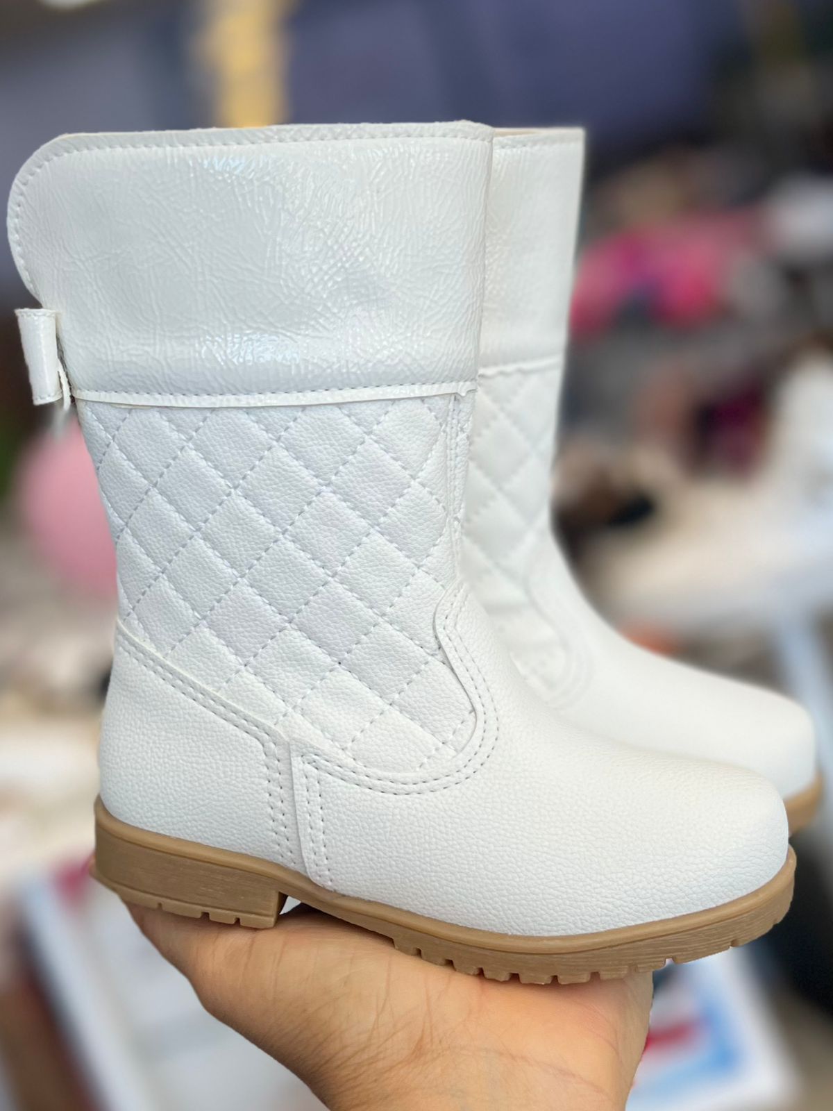 BOTA TEXANA ZÍPER BORDADO LAÇO BOIADEIRA COWGIRL MENINA XUÁ XUÁ - BRANCO