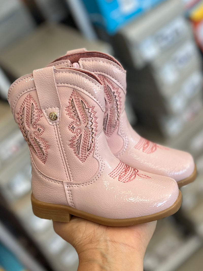 BOTA TEXANA ZÍPER BORDADO BOIADEIRA COWGIRL MENINA XUÁ XUÁ