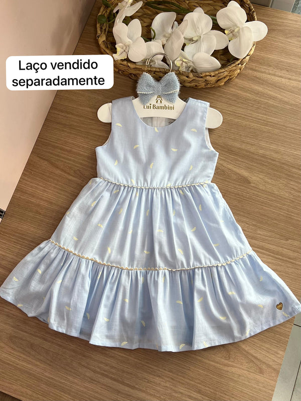 VESTIDO REGATA COM BORDADO ZÍPER COSTAS PENAS MENINA ANJOS BABY