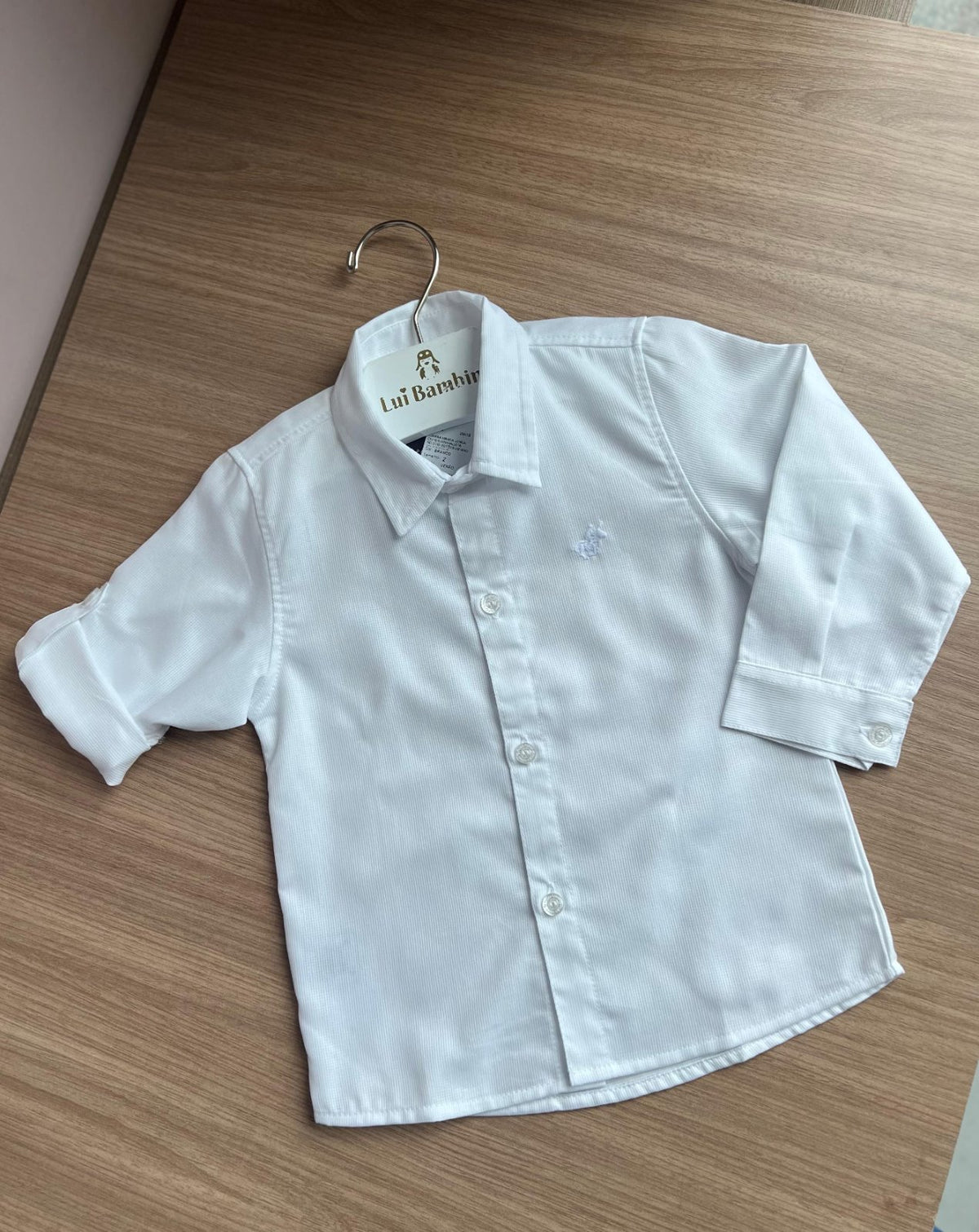 CAMISA MANGA LONGA OLIVER MINIMALISTA RELEVO BOTÕES MENINO POLO INFANTI - BRANCO