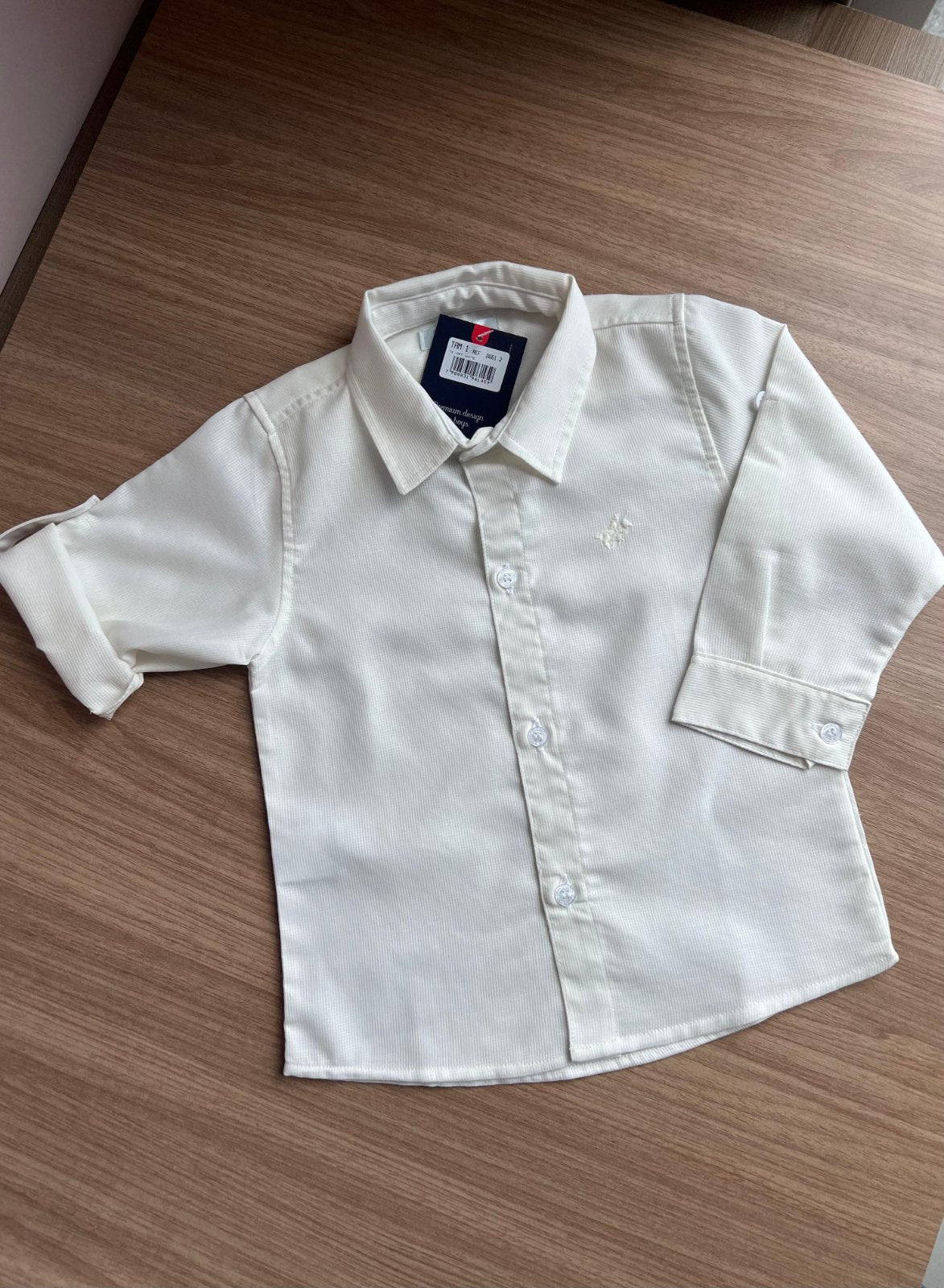 CAMISA MANGA LONGA OLIVER MINIMALISTA RELEVO BOTÕES MENINO POLO INFANTI - OFF