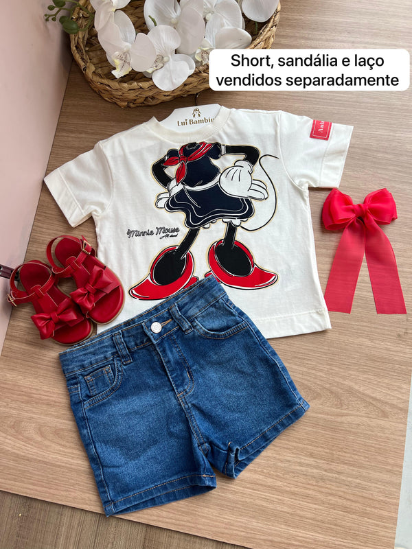BLUSA MANGA CURTA MINNIE POSTURADA DISNEY MENINA ANIME
