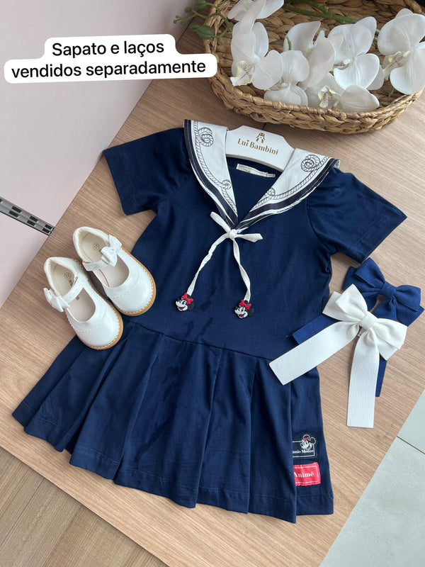 VESTIDO MANGA CURTA MARINHEIRO MINNIE DISNEY MENINA ANIME
