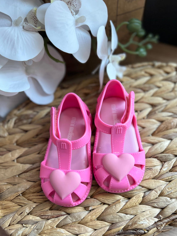 SANDÁLIA FECHO VELCRO HIP HEART BALLERINA CORAÇÃO MENINA MINI MELISSA