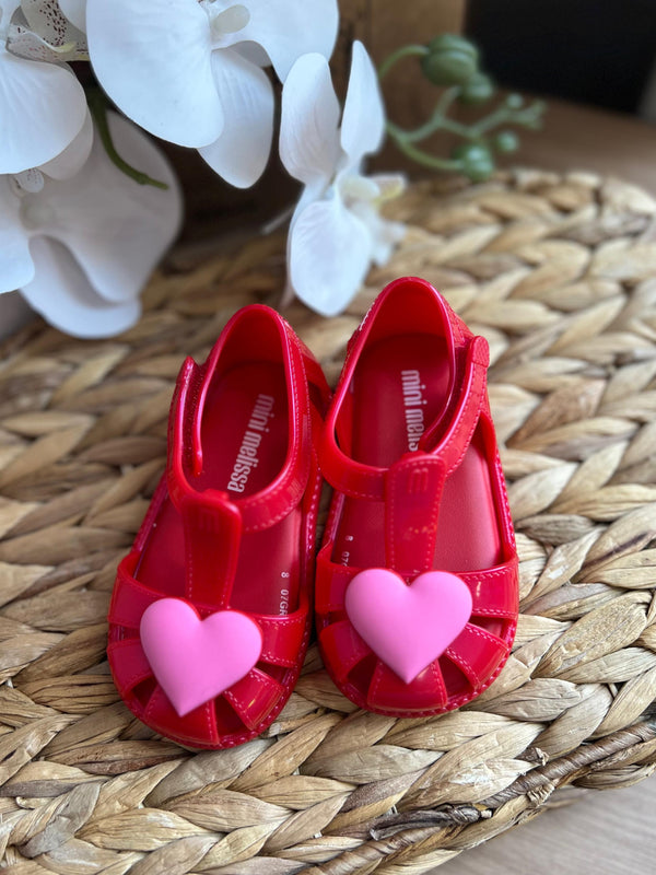 SANDÁLIA FECHO VELCRO HIP HEART BALLERINA CORAÇÃO MENINA MINI MELISSA