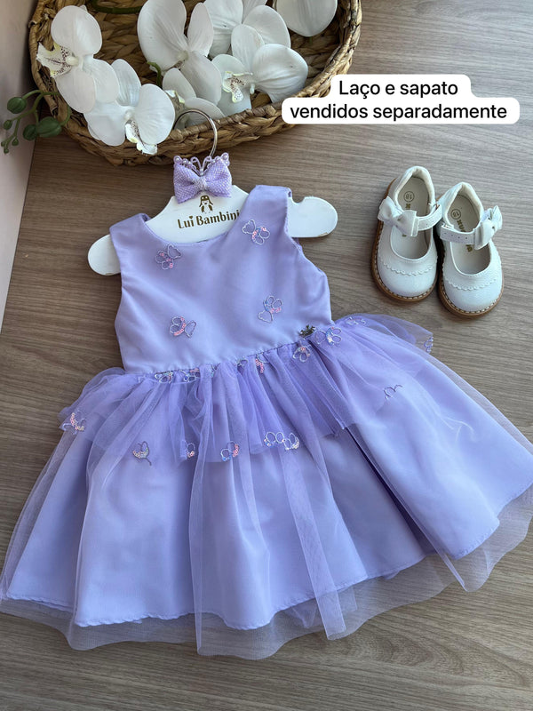 VESTIDO REGATA TULE BORDADO BORBOLETA MENINA MÁLAGAH