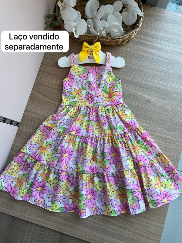 VESTIDO ALÇA ESTAMPADO FLORAL MENINA MÁLAGAH