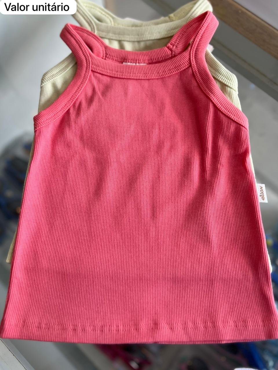 BLUSA ALÇA REGATA CANELADA LISA BÁSICO MENINA ELIAN - ROSA