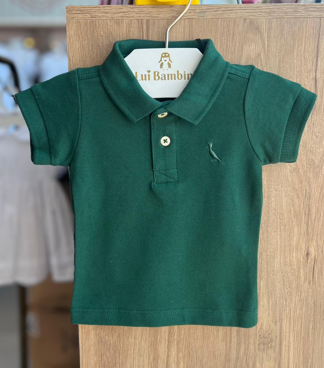 CAMISETA MANGA CURTA POLO PIQUET MINIMALISTA PICA PAU BORDADO BÁSICA MENINO RESERVA MINI - VERDE