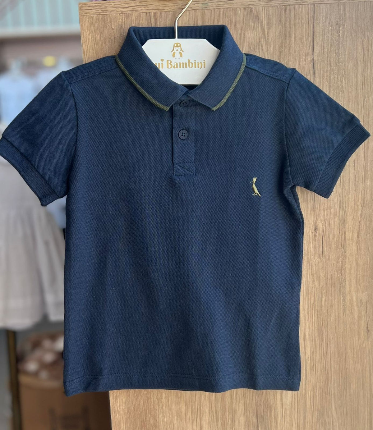 CAMISETA MANGA CURTA POLO PIQUET MINIMALISTA PICA PAU BORDADO FRISO MENINO RESERVA MINI - MARINHO