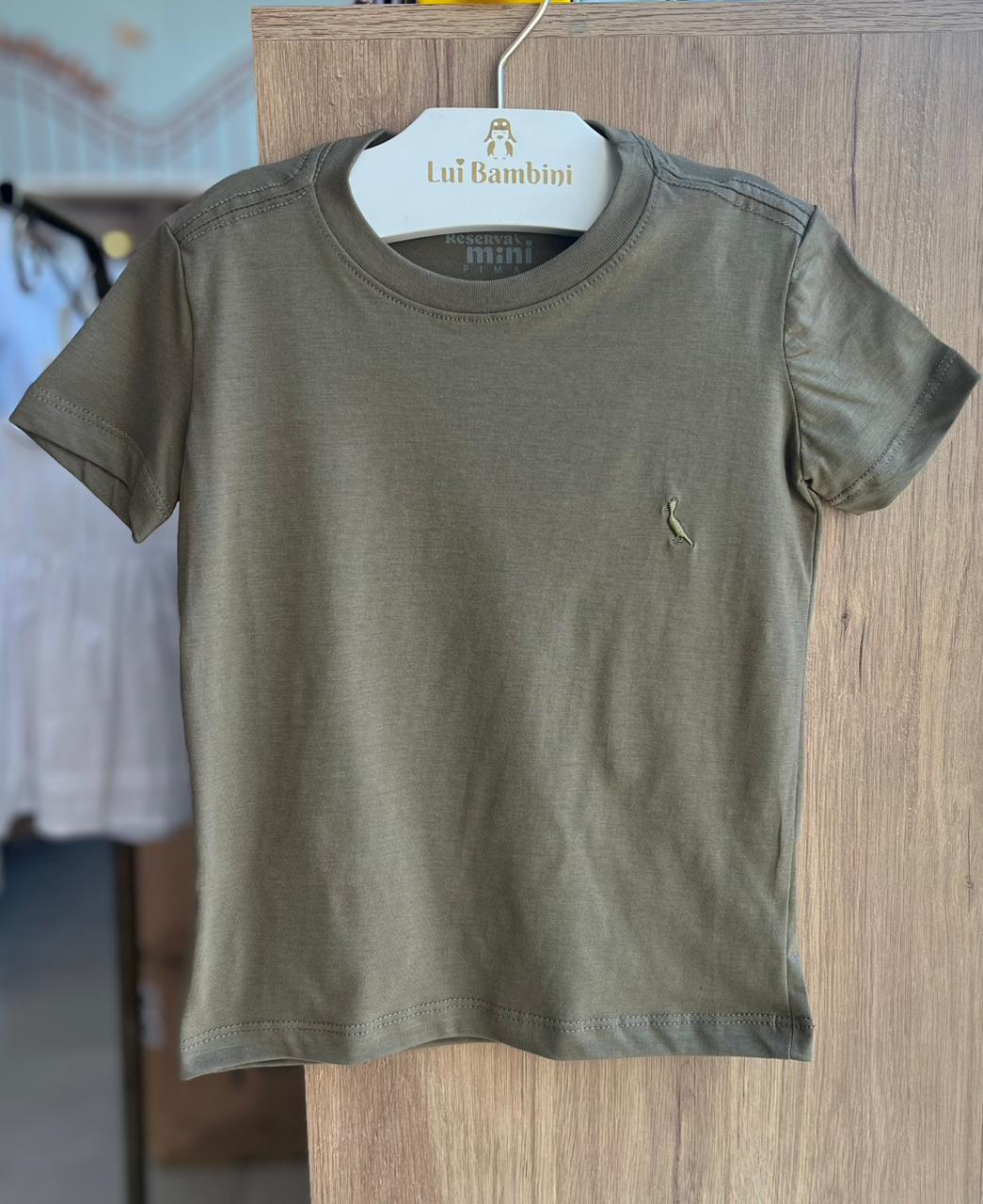 CAMISETA MANGA CURTA ALGODÃO PIMA PICA PAU BORDADO MENINO RESERVA MINI - VERDE MILITAR