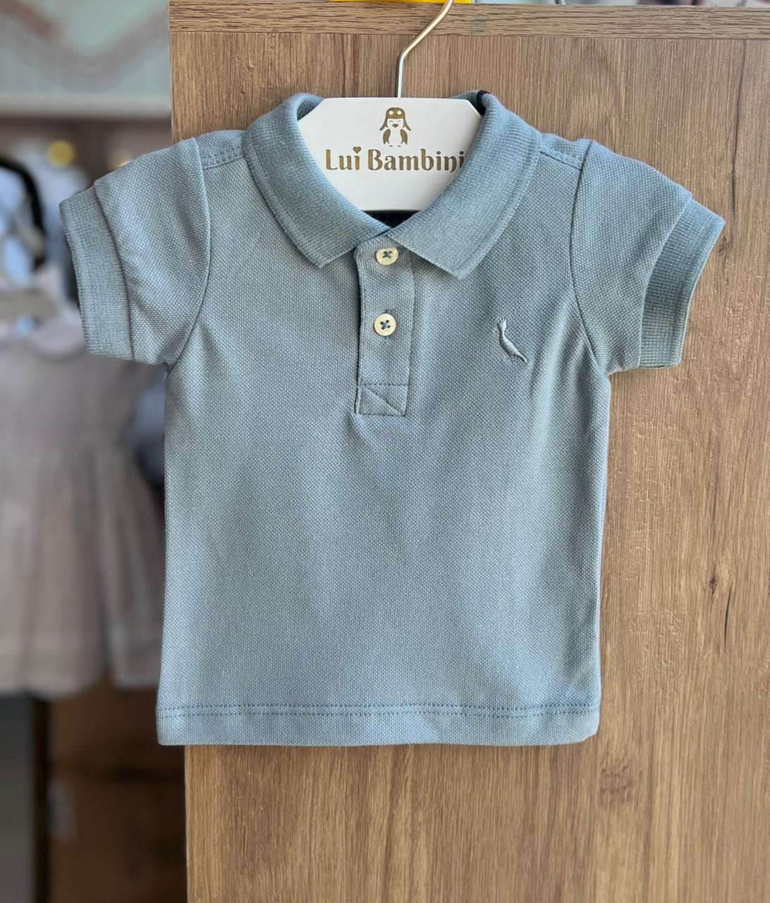 CAMISETA MANGA CURTA POLO PIQUET MINIMALISTA PICA PAU BORDADO BÁSICA MENINO RESERVA MINI - CINZA