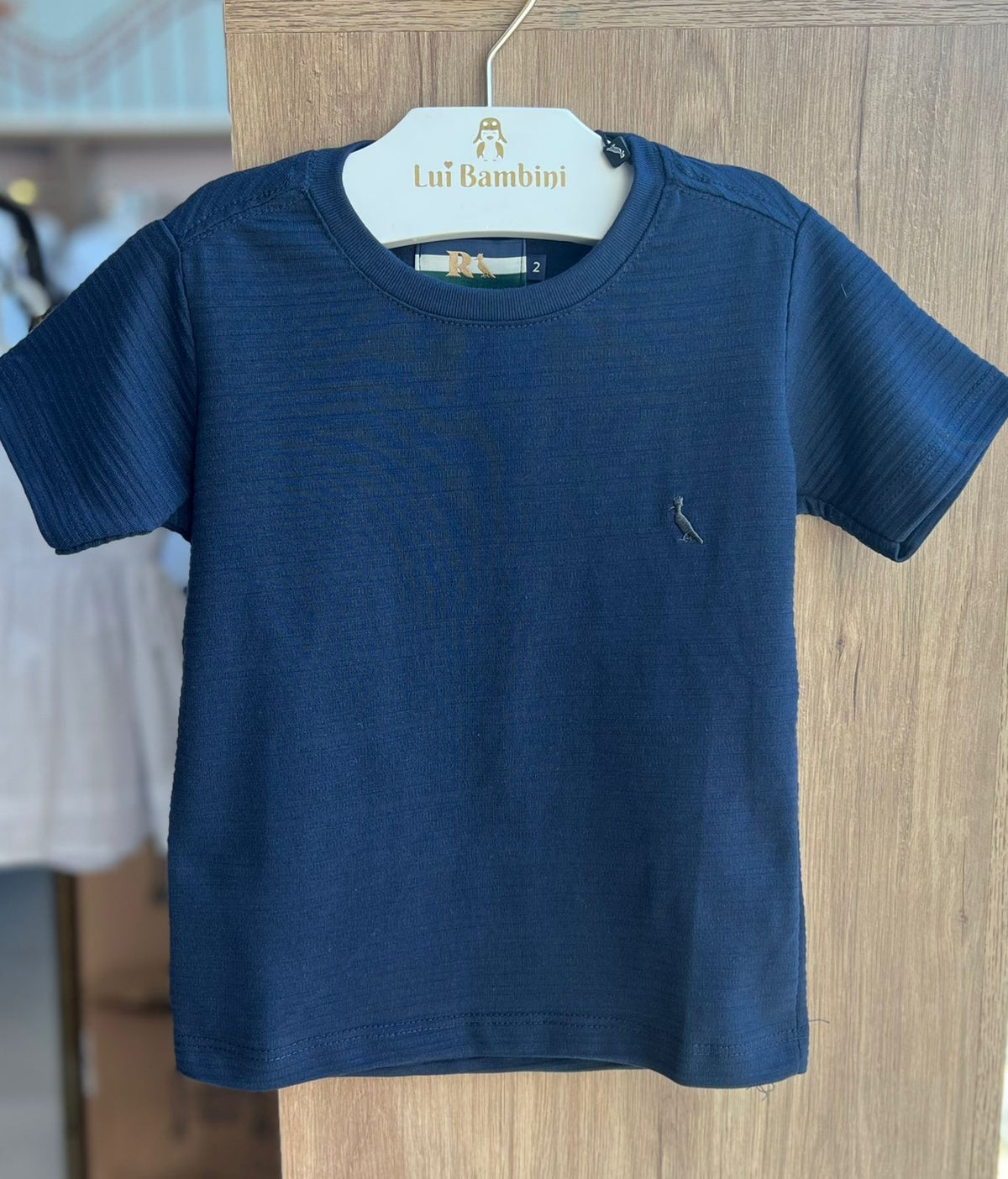 CAMISETA MANGA CURTA TEXTURA RELEVO MINIMALISTA PICA PAU BORDADO MENINO RESERVA MINI - MARINHO