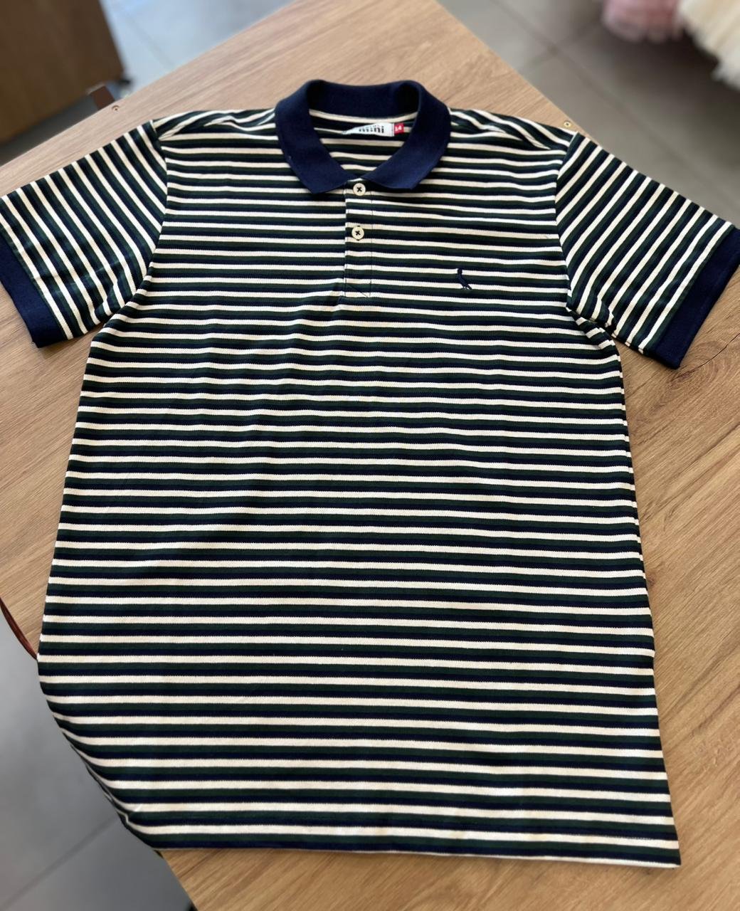 CAMISETA MANGA CURTA POLO LISTRADO PIQUET CLUB MENINO RESERVA MINI - VERDE/MARINHO