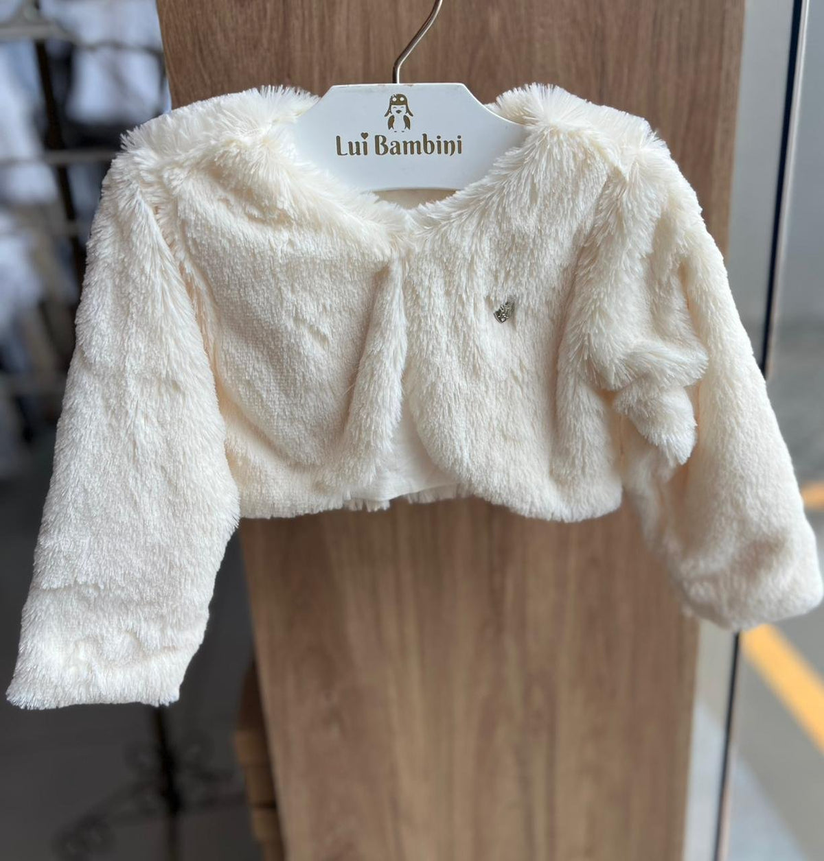 CASACO BOLERO MANGA LONGADE PELINHOS PINGENTE STRASS MENINA ANJOS BABY - OFF