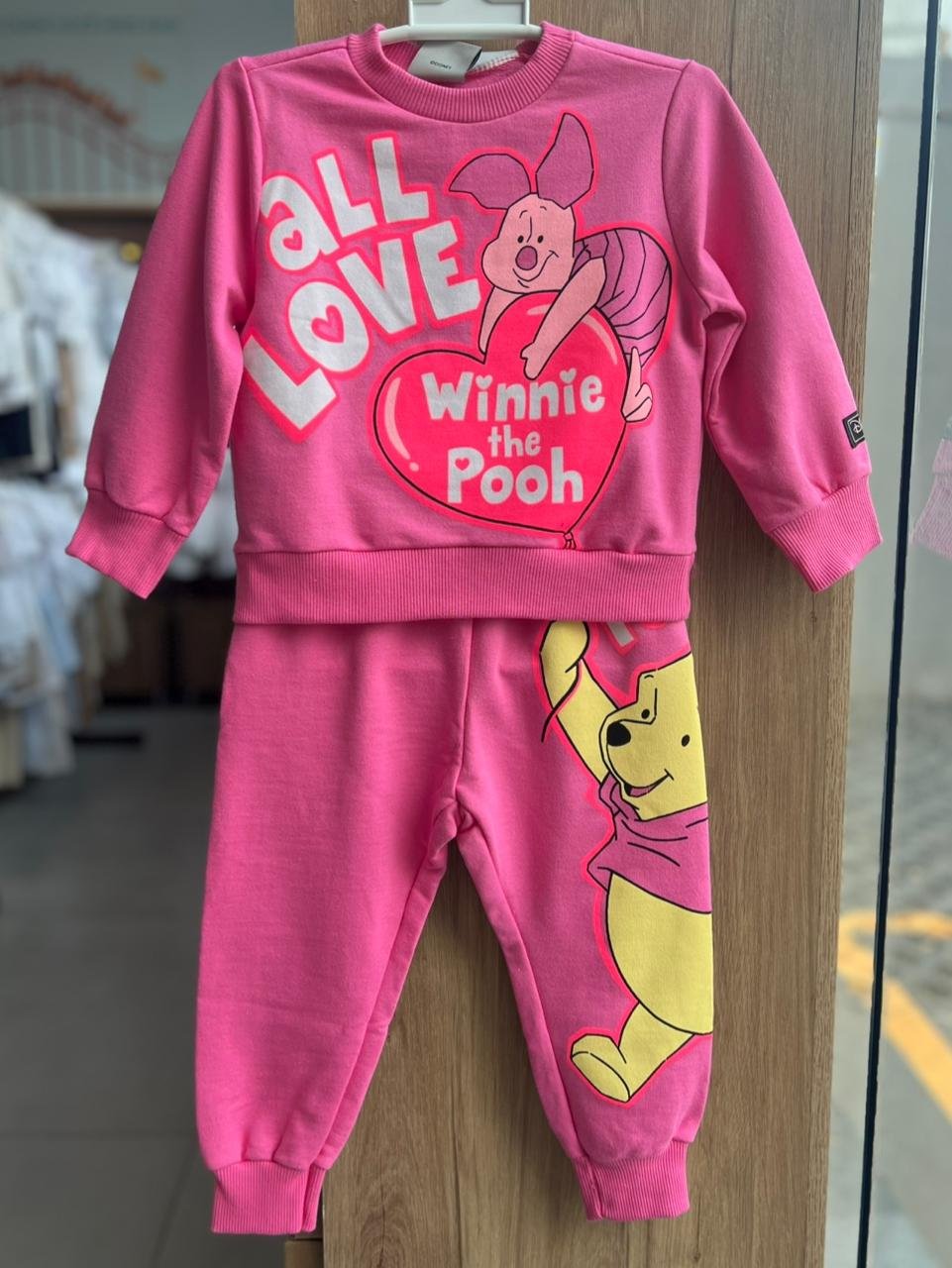 CONJUNTO CASACO MANGA LONGA LEITÃO POOH E CALÇA MENINA BIMBI - ROSA