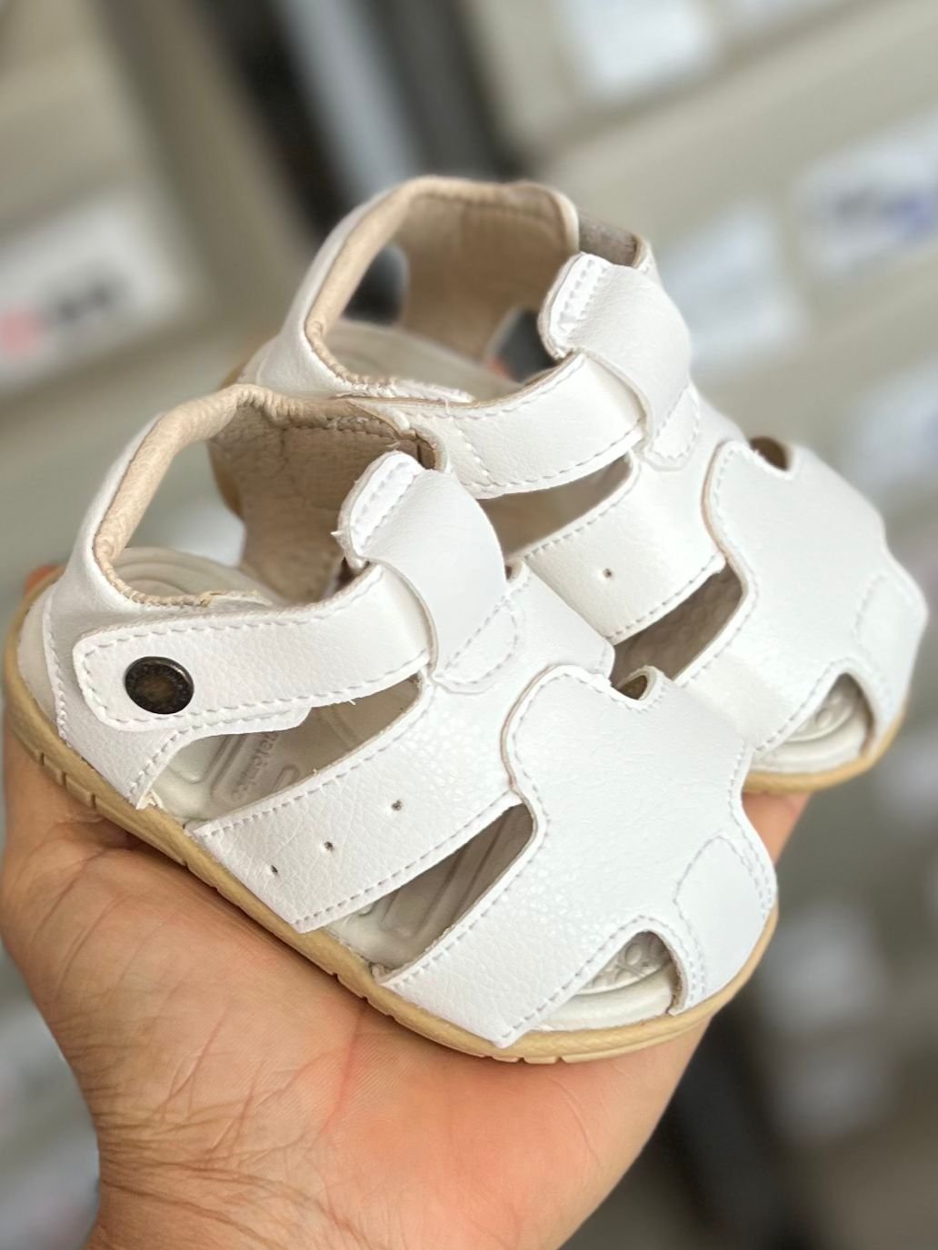 SANDÁLIA ALÇA VELCRO CLÁSSICA BATIZADO MENINO PIMPOLHO - BRANCO