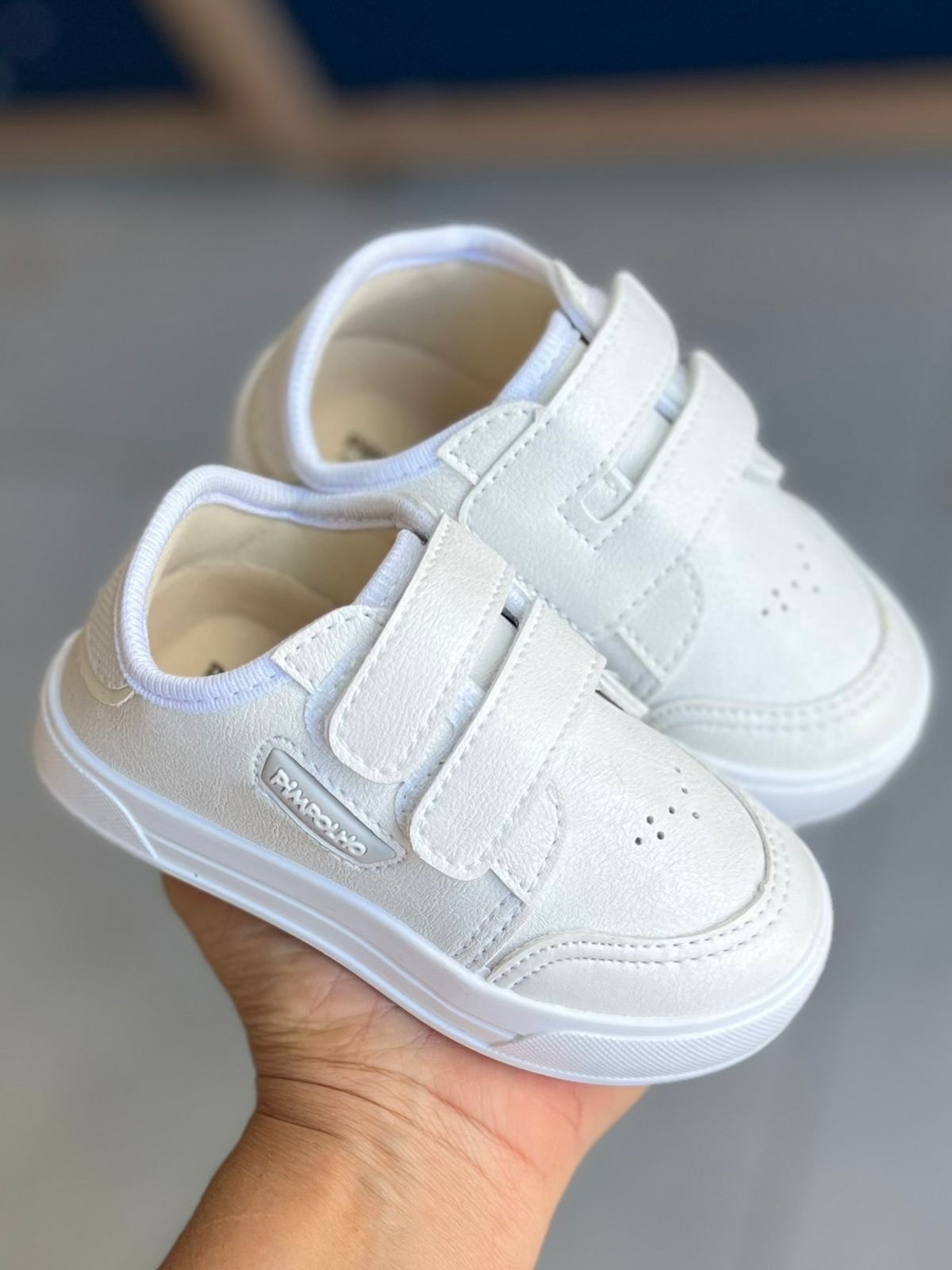 TÊNIS VELCRO DUPLO STREET BATIZADO CLÁSSICO MENINO PIMPOLHO - BRANCO